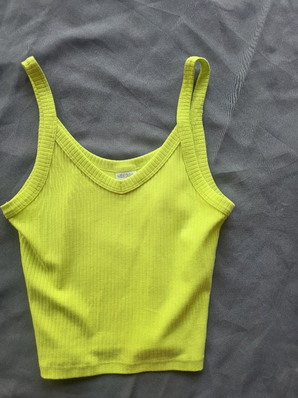 Neon Line Green Cropped Rib Tank Top - Picture 2 of 7